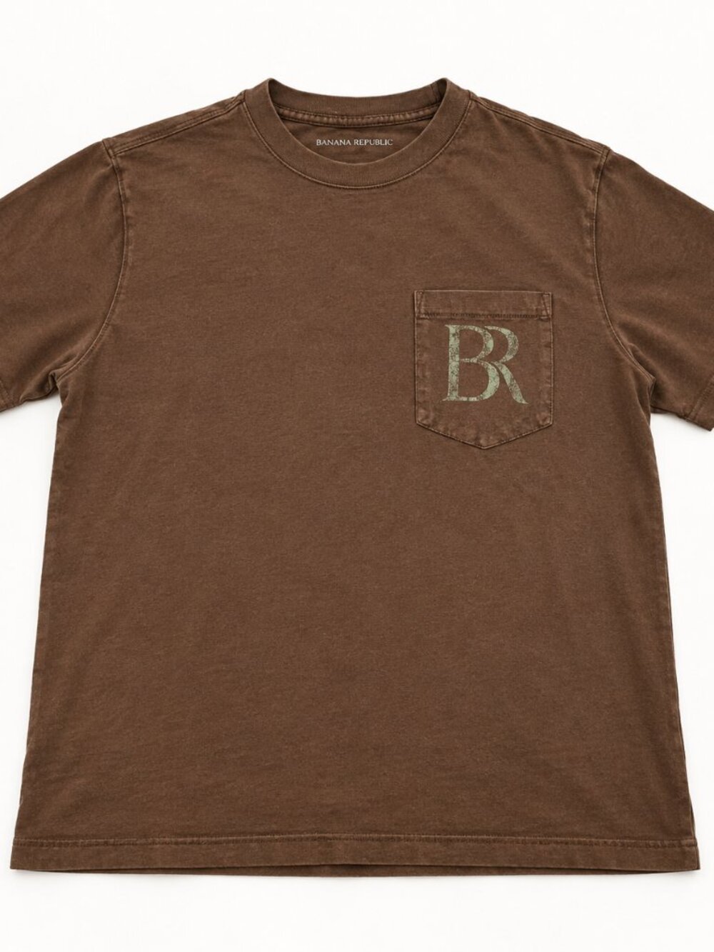 Brown Crewneck Short Sleeve Pocket T Shirt